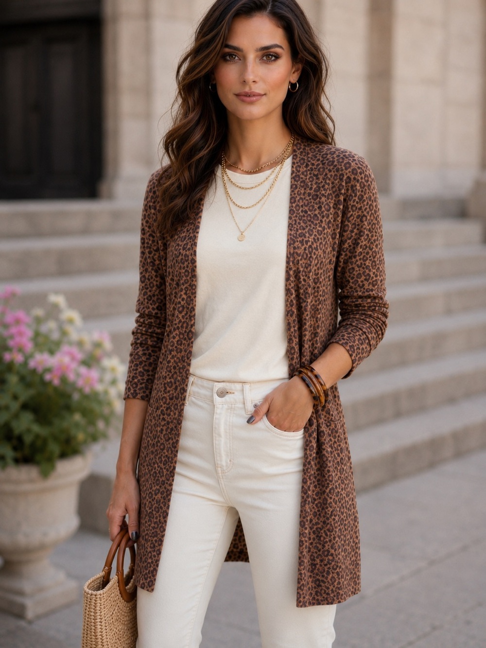 Sanctuary Animal Print Cardigan in Brown